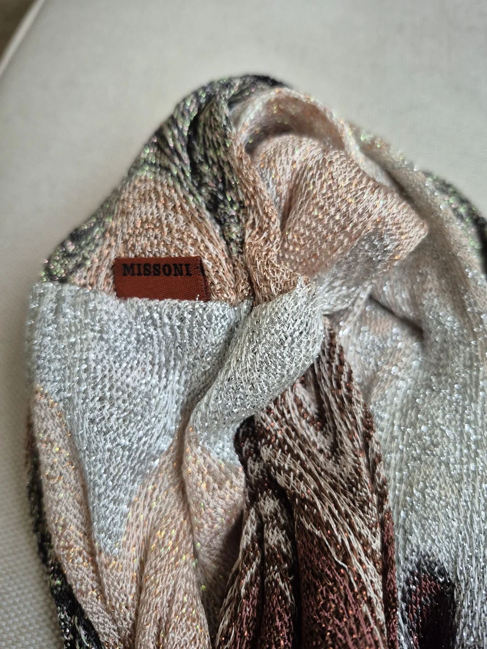 Missoni Metallic Floral Scarf in Brown, Silver and Black